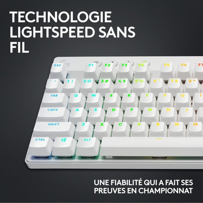 کیبورد مخصوص بازی لاجیتک مدل Pro X TKL Lightspeed سفید